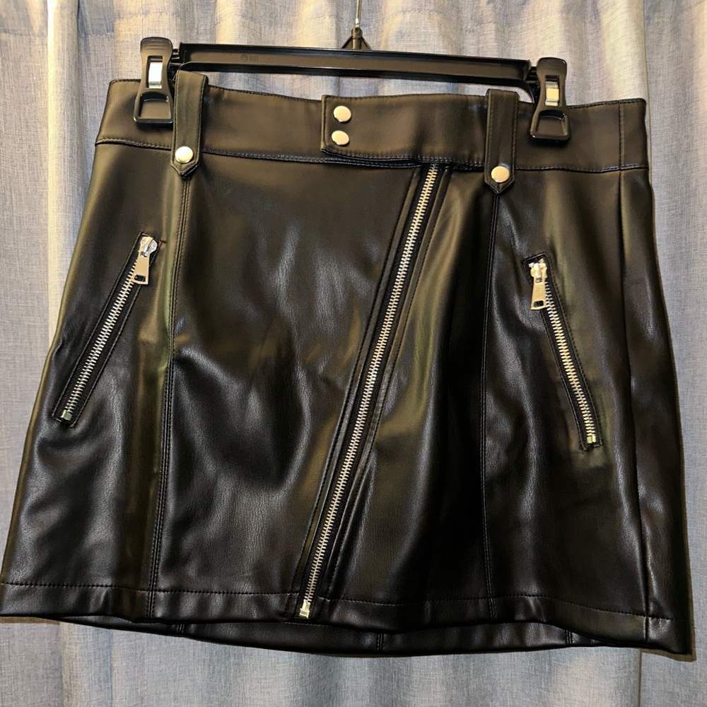 Zara Black Leather Skirt